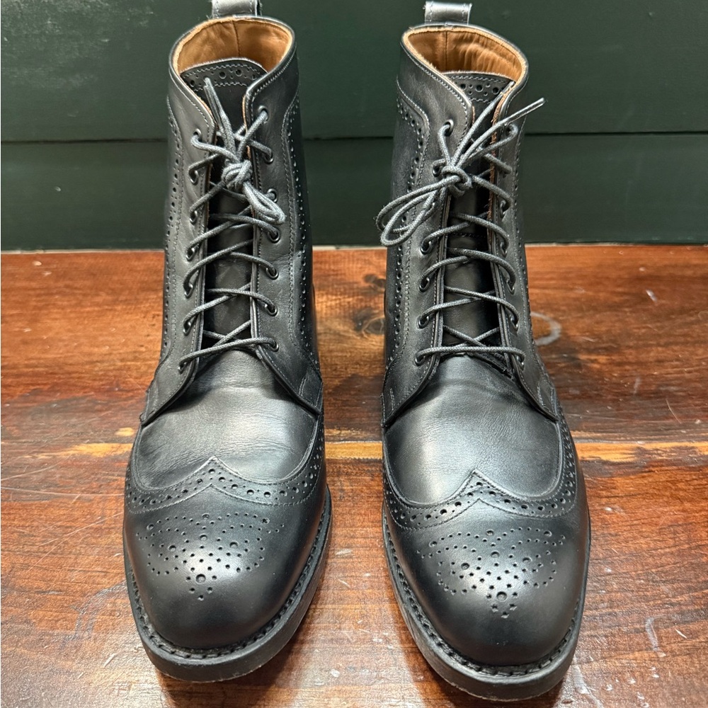 Allen Edmonds 🇺🇸 Dalton Black Leather Derby Wingtip Brogue Boots Men’s 10 D